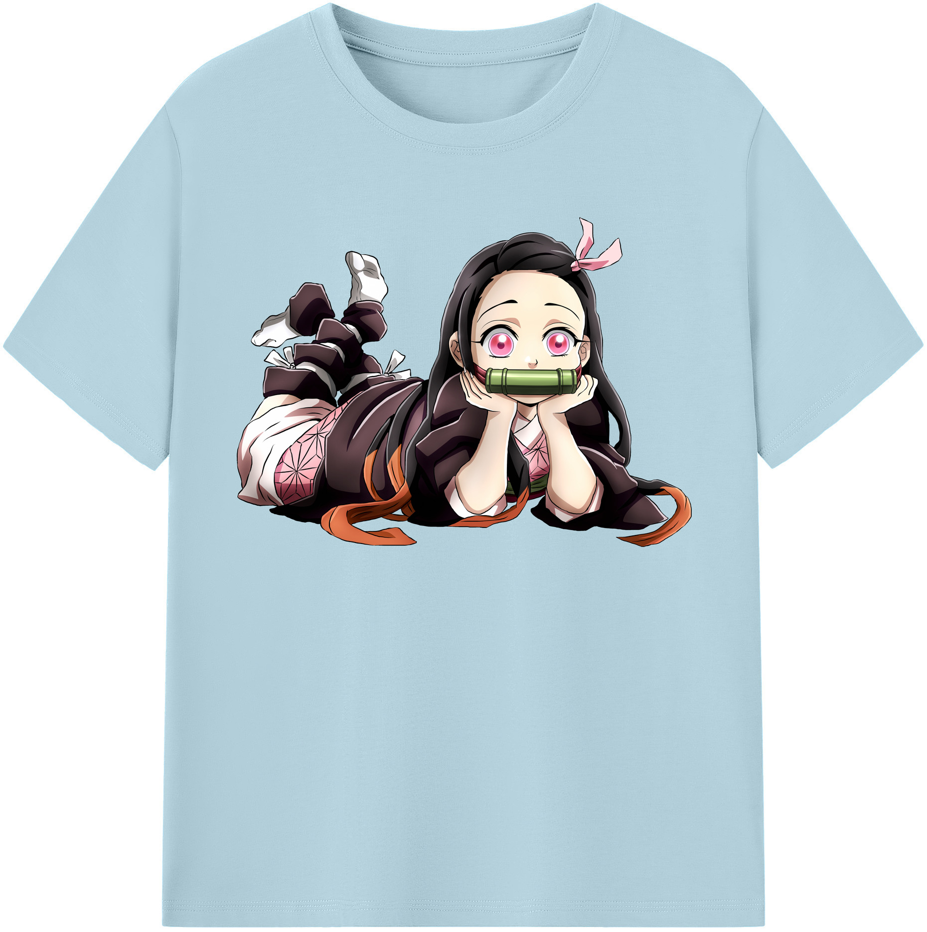 （画像用） 鬼滅の刃（きめつのやいば）竈門 禰󠄀豆子／かまど ねずこ Kamado Nezuko 綿100％半袖Tシャツ（フロントプリント）